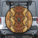 Yellow And Brown Snakeskin Print Tire Cover With Camera Hole