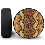 Yellow And Brown Snakeskin Print Tire Cover With Camera Hole