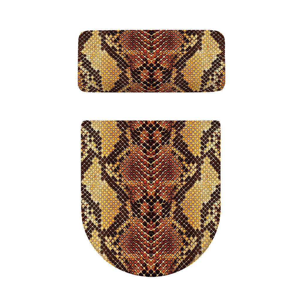 Yellow And Brown Snakeskin Print Toilet Lid And Tank Cover Set