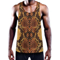 Yellow And Brown Snakeskin Print Men's Workout Tank Top