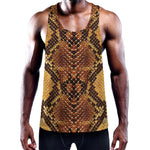 Yellow And Brown Snakeskin Print Training Tank Top