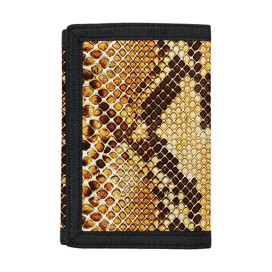 Yellow And Brown Snakeskin Print Trifold Wallet