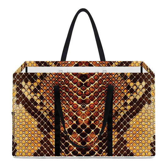Yellow And Brown Snakeskin Print Utility Tote Bag