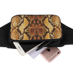 Yellow And Brown Snakeskin Print Waist Bag