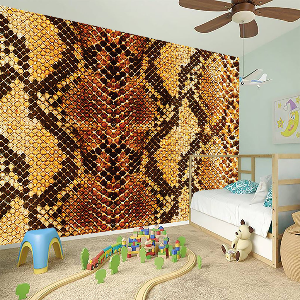 Yellow And Brown Snakeskin Print Wall Sticker
