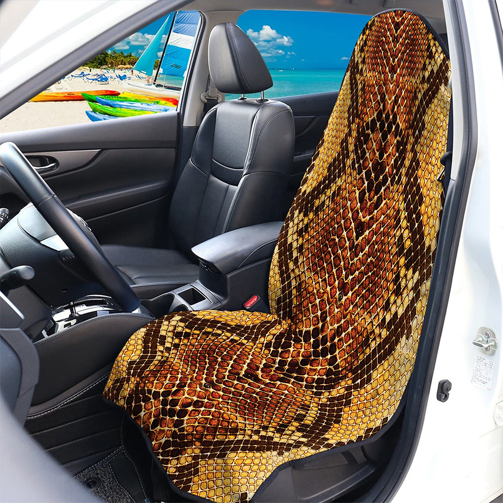 Yellow And Brown Snakeskin Print Waterproof Car Seat Cover