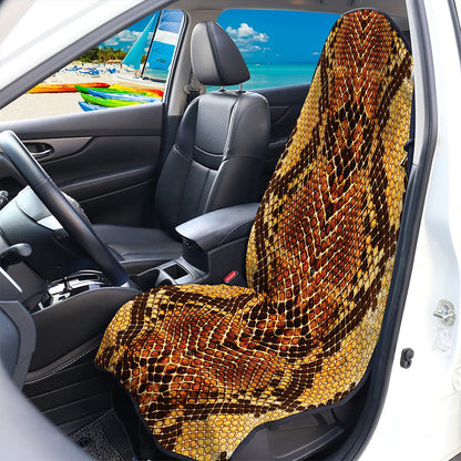 Yellow And Brown Snakeskin Print Waterproof Car Seat Cover