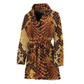 Yellow And Brown Snakeskin Print Women's Bathrobe