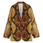 Yellow And Brown Snakeskin Print Women's Blazer