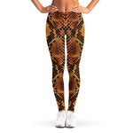 Yellow And Brown Snakeskin Print Women's Leggings