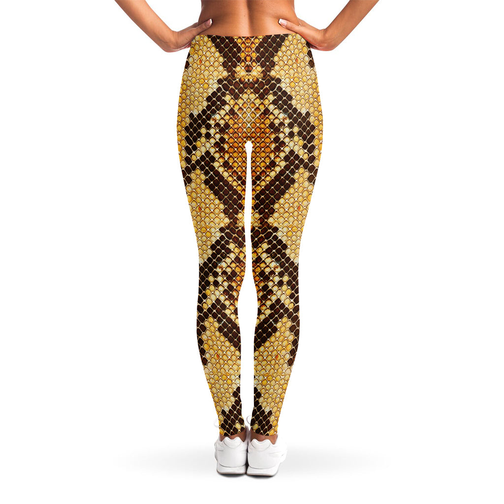Yellow And Brown Snakeskin Print Women's Leggings