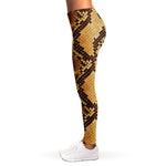 Yellow And Brown Snakeskin Print Women's Leggings
