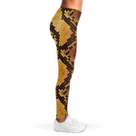 Yellow And Brown Snakeskin Print Women's Leggings