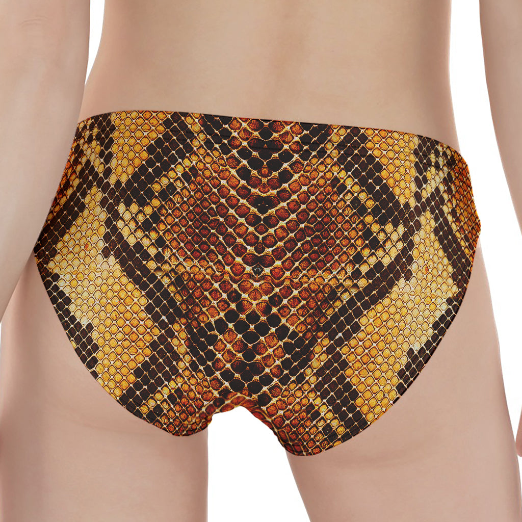 Yellow And Brown Snakeskin Print Women's Panties