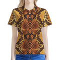 Yellow And Brown Snakeskin Print Women's Polo Shirt