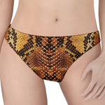 Yellow And Brown Snakeskin Print Women's Thong