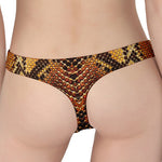 Yellow And Brown Snakeskin Print Women's Thong