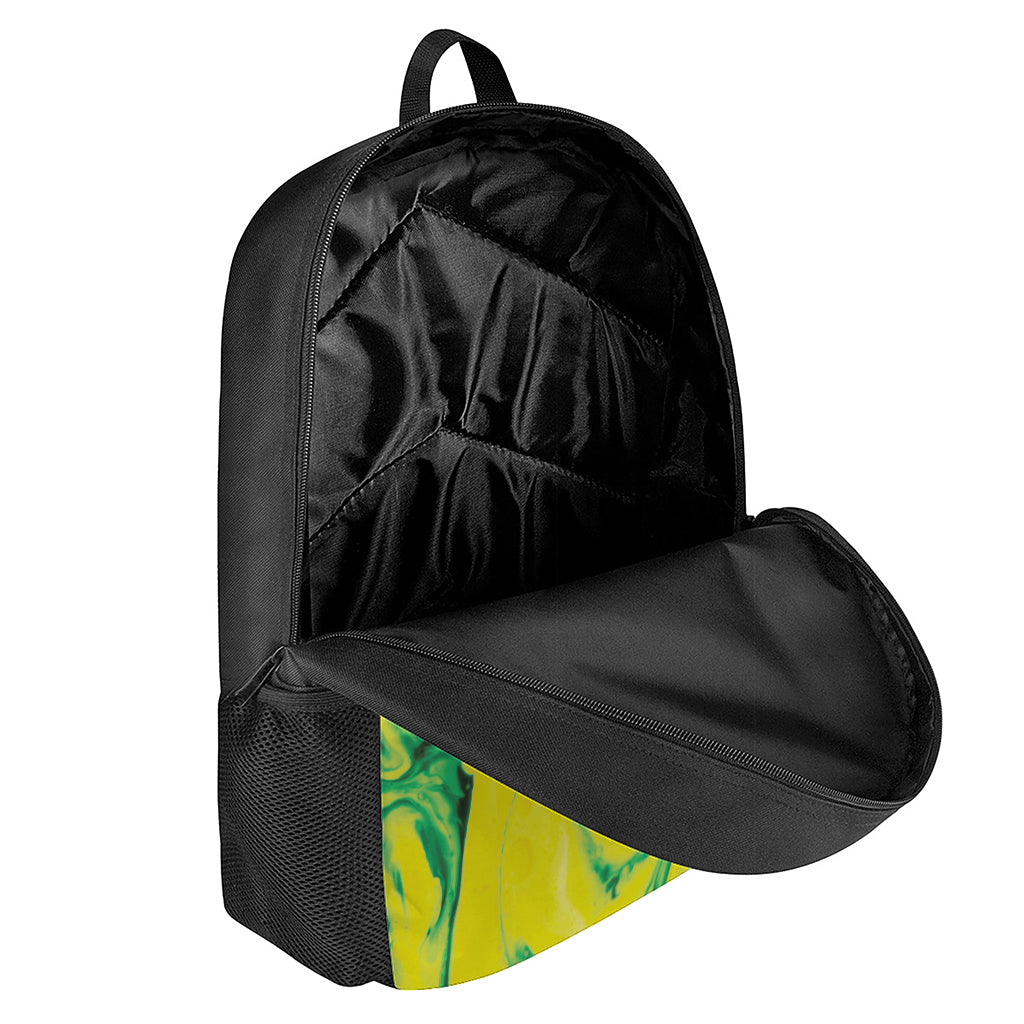 Yellow And Green Acid Melt Print 17 Inch Backpack