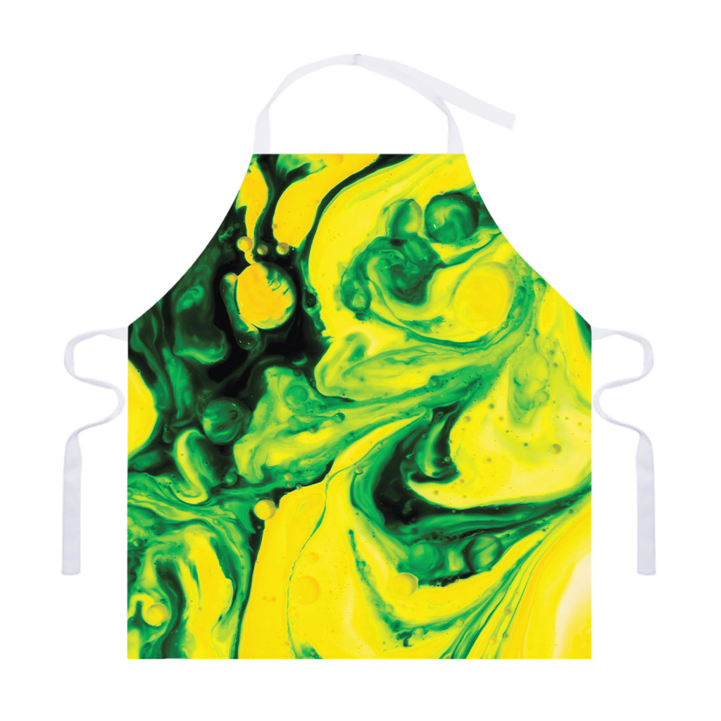 Yellow And Green Acid Melt Print Adjustable Apron