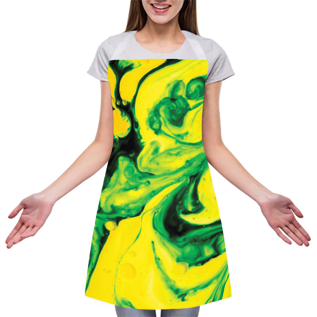 Yellow And Green Acid Melt Print Adjustable Apron