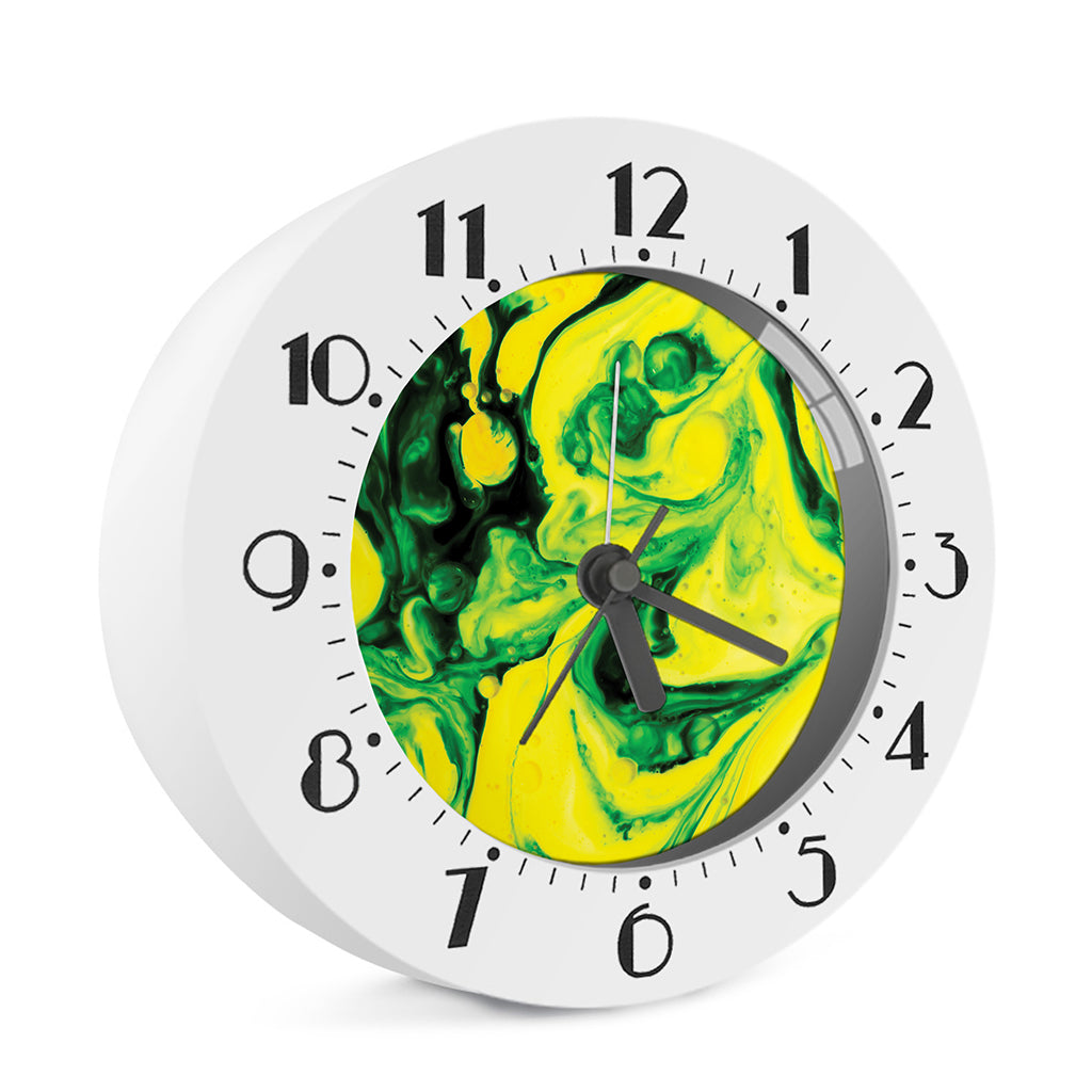 Yellow And Green Acid Melt Print Alarm Clock
