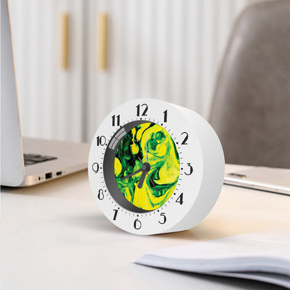 Yellow And Green Acid Melt Print Alarm Clock