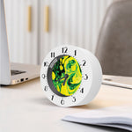 Yellow And Green Acid Melt Print Alarm Clock