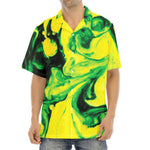 Yellow And Green Acid Melt Print Aloha Shirt