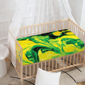 Yellow And Green Acid Melt Print Baby Crib Sheet