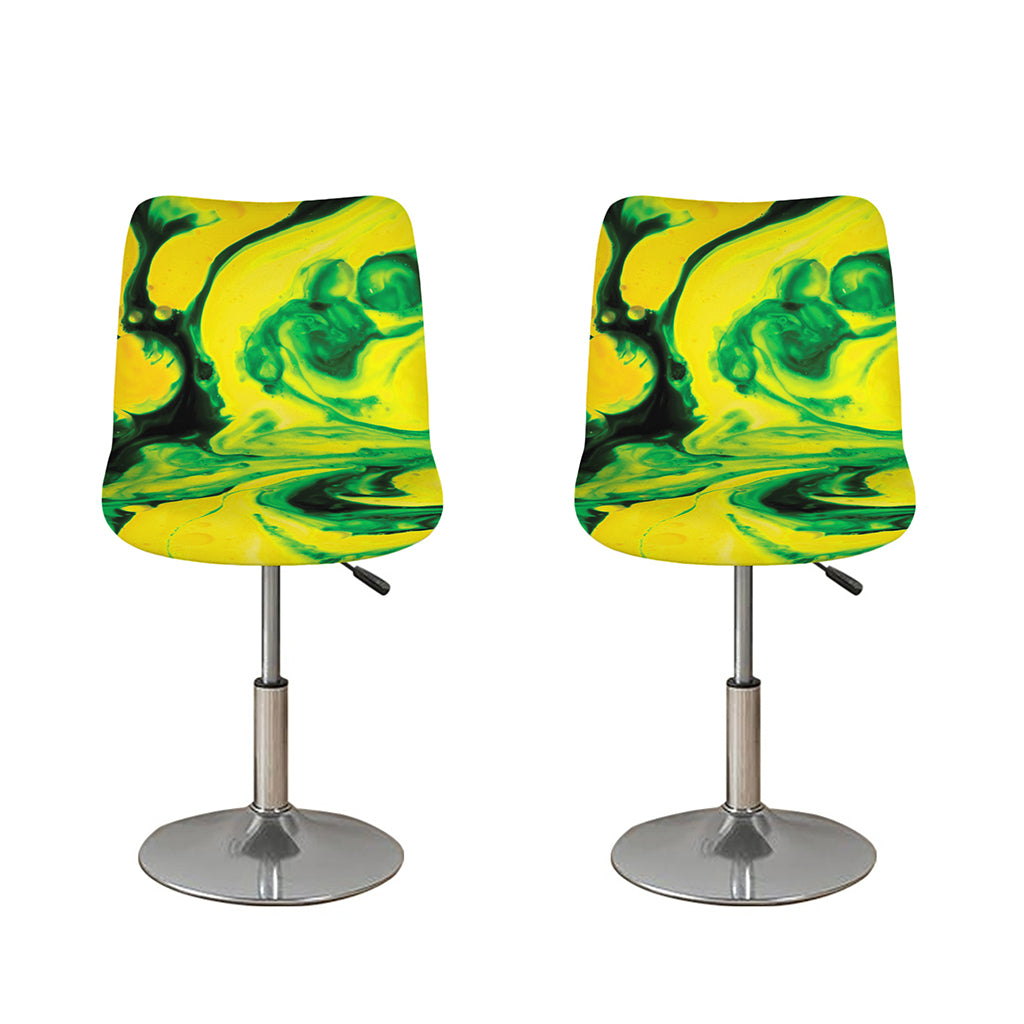 Yellow And Green Acid Melt Print Bar Stool Covers