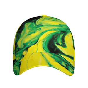 Yellow And Green Acid Melt Print Baseball Cap