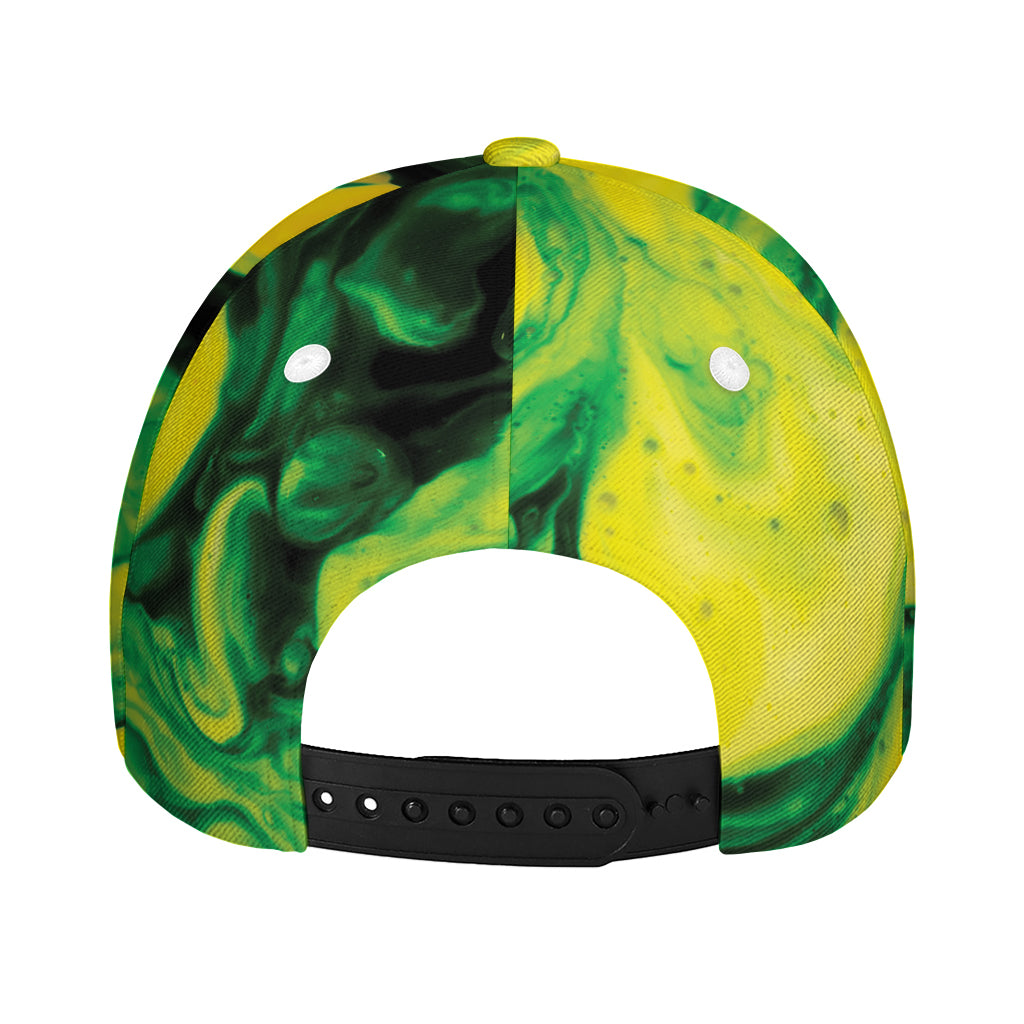 Yellow And Green Acid Melt Print Baseball Cap