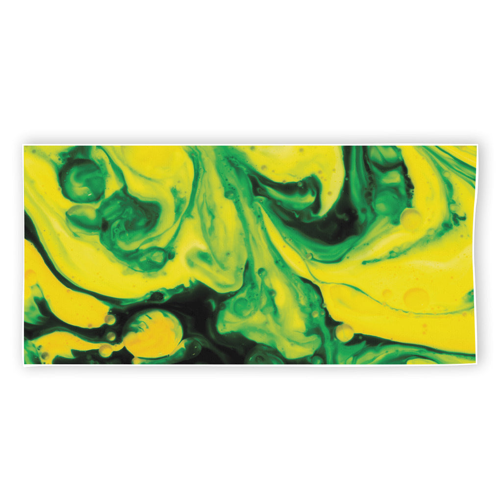 Yellow And Green Acid Melt Print Beach Towel