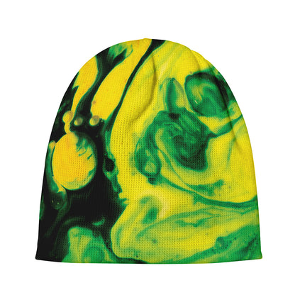 Yellow And Green Acid Melt Print Beanie