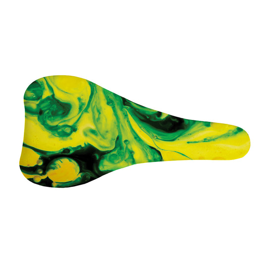 Yellow And Green Acid Melt Print Bicycle Seat Cover