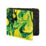 Yellow And Green Acid Melt Print Bifold Wallet
