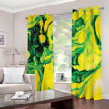 Yellow And Green Acid Melt Print Dimout Grommet Curtains