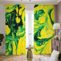 Yellow And Green Acid Melt Print Dimout Pencil Pleat Curtains