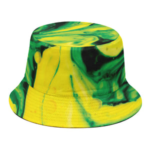 Yellow And Green Acid Melt Print Bucket Hat