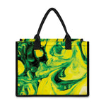 Yellow And Green Acid Melt Print Canvas Tote Bag