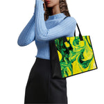 Yellow And Green Acid Melt Print Canvas Tote Bag