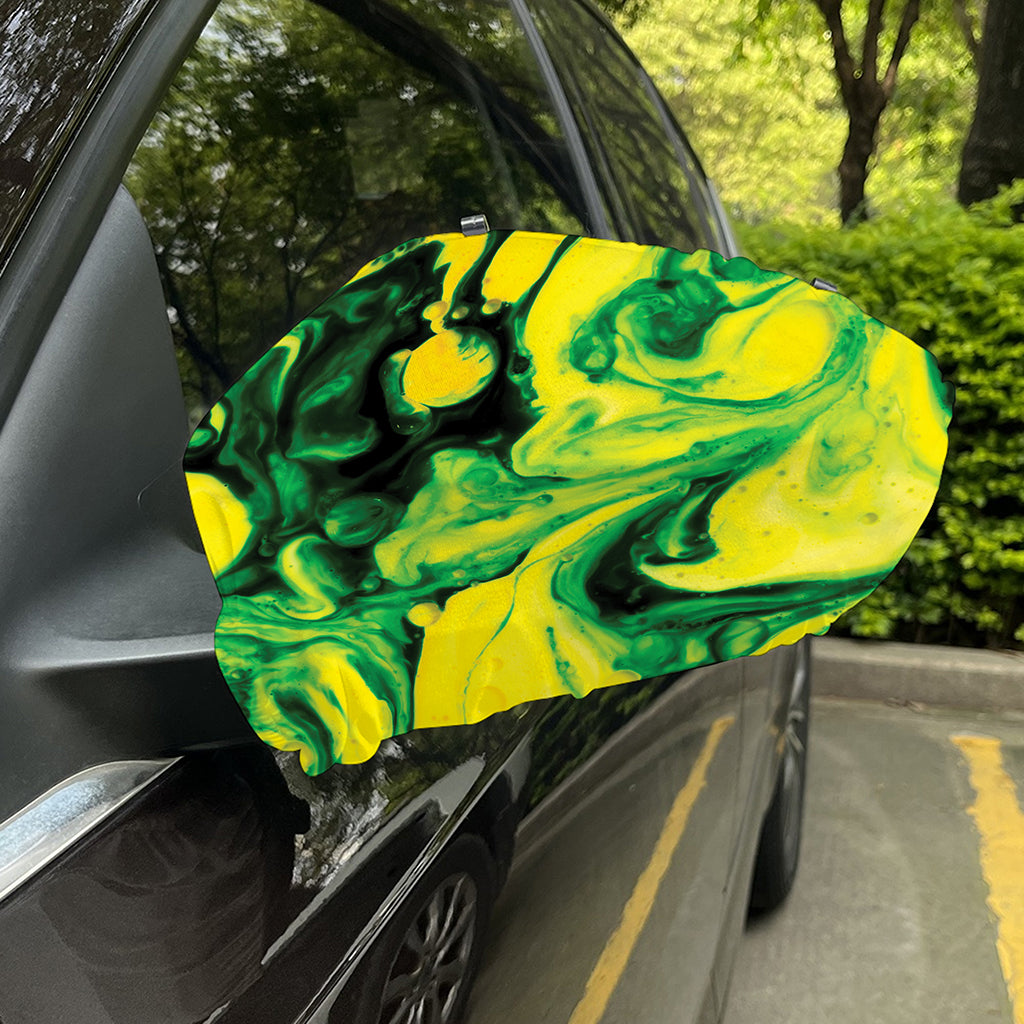 Yellow And Green Acid Melt Print Car Side Mirror Covers