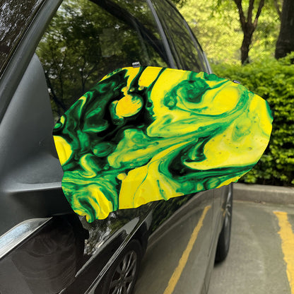 Yellow And Green Acid Melt Print Car Side Mirror Covers