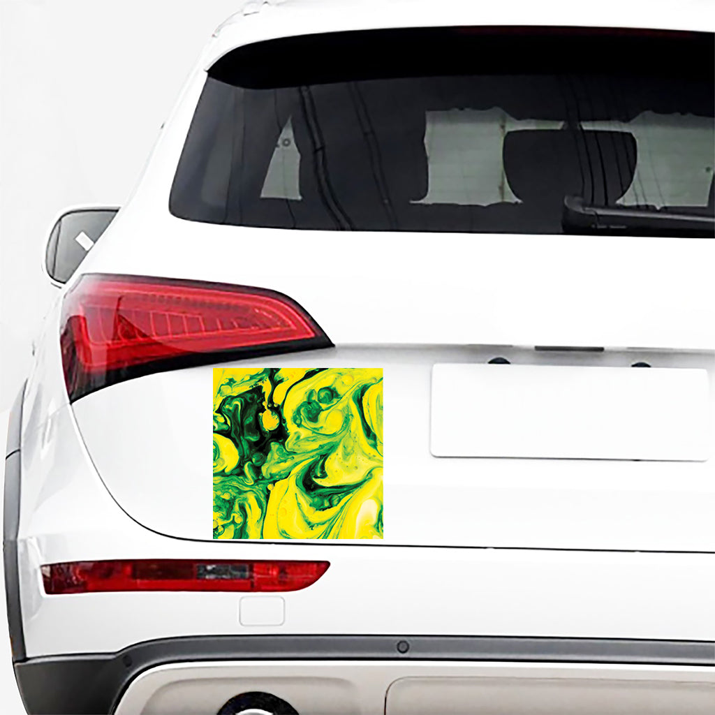 Yellow And Green Acid Melt Print Car Sticker