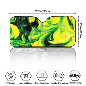 Yellow And Green Acid Melt Print Car Windshield Sun Shade