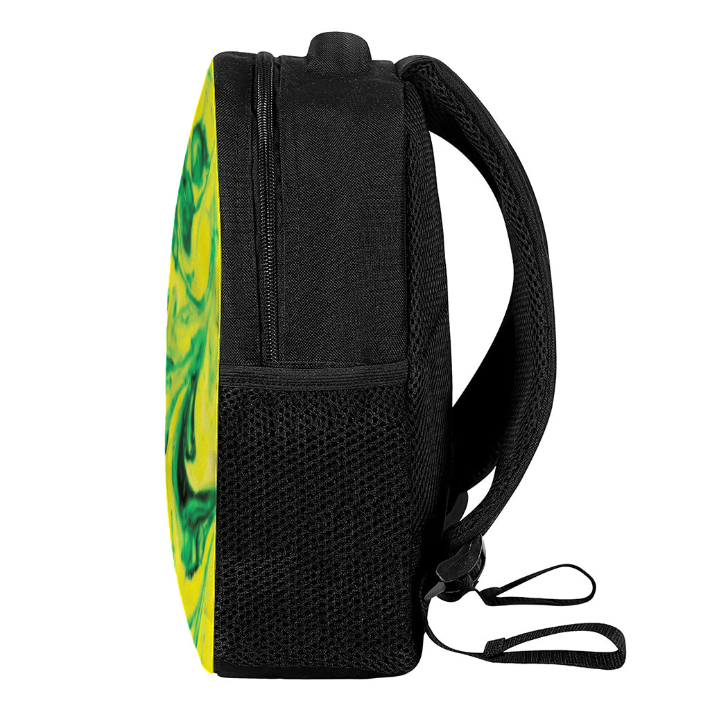 Yellow And Green Acid Melt Print Casual Backpack