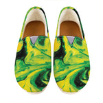 Yellow And Green Acid Melt Print Casual Shoes