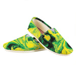 Yellow And Green Acid Melt Print Casual Shoes