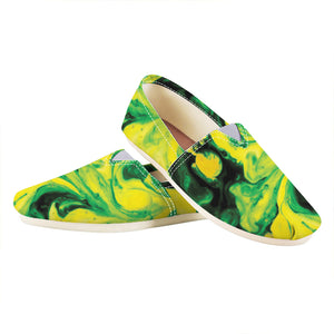 Yellow And Green Acid Melt Print Casual Shoes