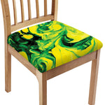 Yellow And Green Acid Melt Print Chair Cushion Cover
